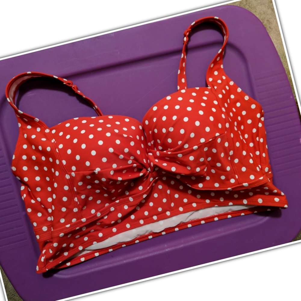 Torrid Red & White Polka Dot Bikini Top - NWOT